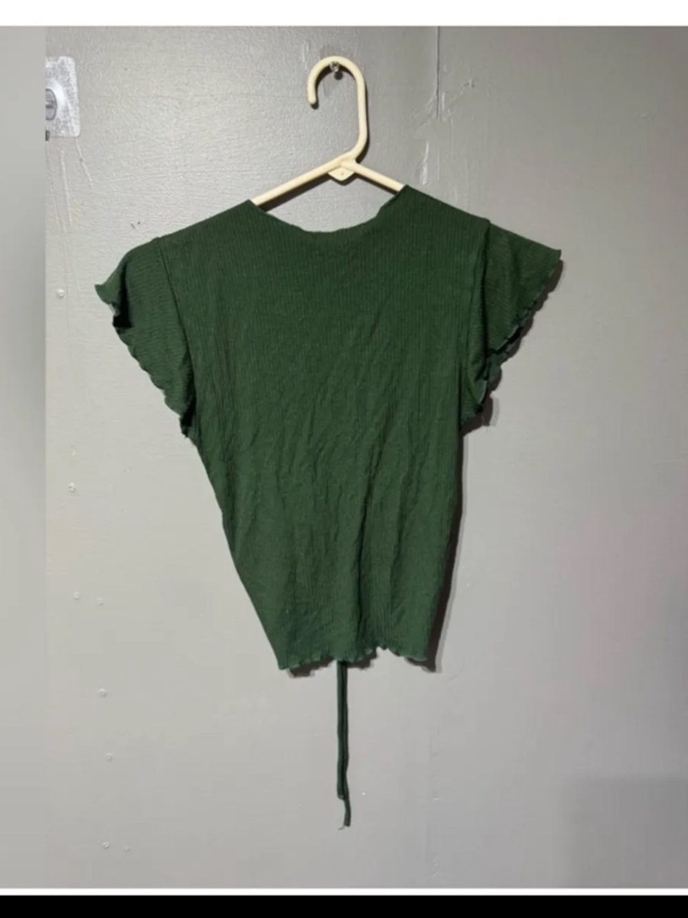 Green Ruched V-Neck Women's Top - Picture 2 of 2
